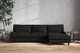 Marri Grand Right Hand Chaise Sofa - Brera Linen Charcoal