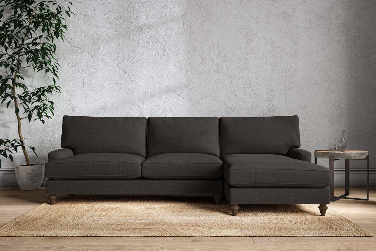 Marri Grand Right Hand Chaise Sofa - Brera Linen Espresso-MAKE TO ORDER-Nkuku