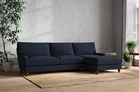 Marri Grand Right Hand Chaise Sofa - Brera Linen Indigo