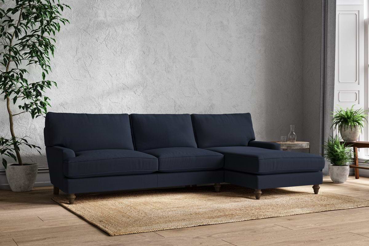 Marri Grand Right Hand Chaise Sofa - Brera Linen Indigo