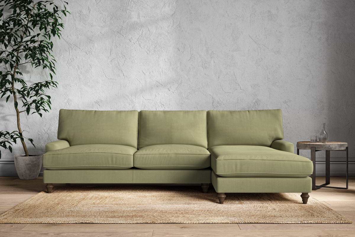 Marri Grand Right Hand Chaise Sofa - Brera Linen Sage-MAKE TO ORDER-Nkuku