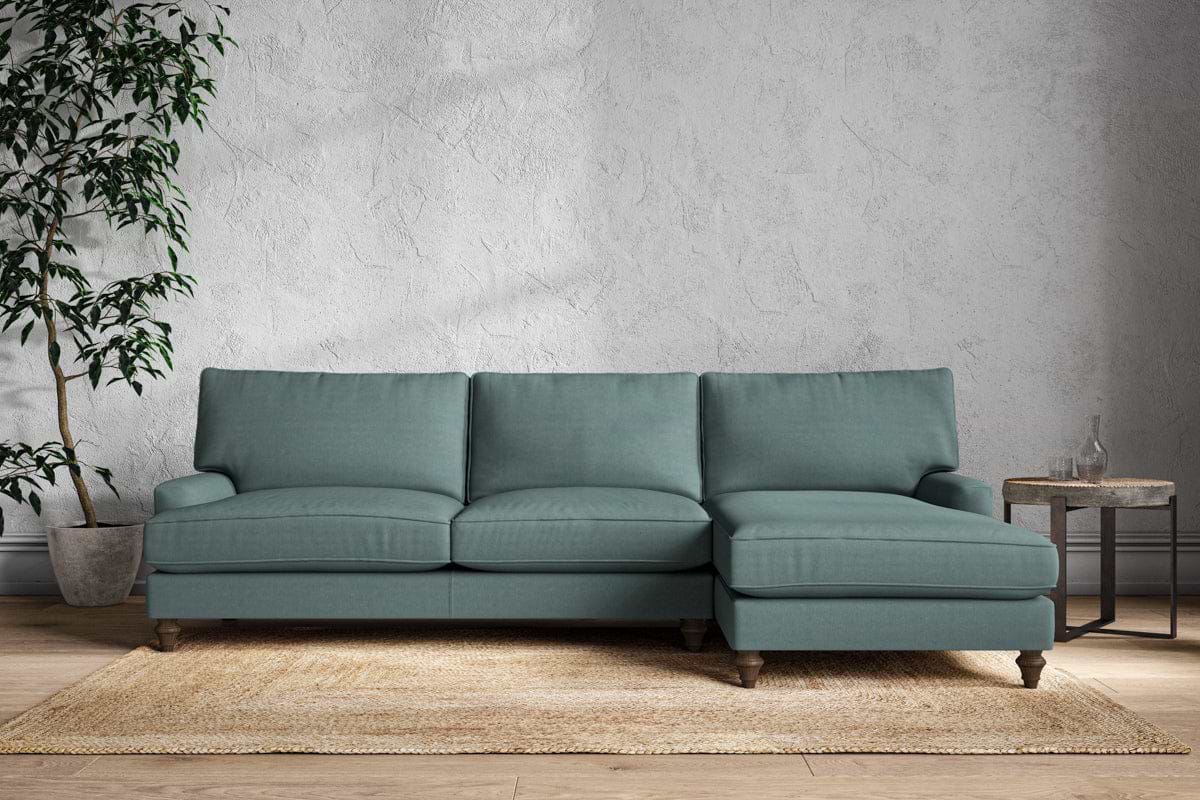 Marri Grand Right Hand Chaise Sofa - Recycled Cotton Airforce-MAKE TO ORDER-Nkuku