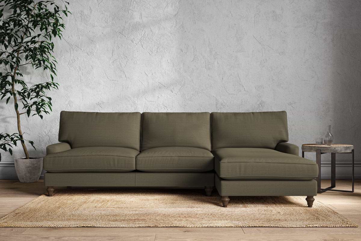 Marri Grand Right Hand Chaise Sofa - Recycled Cotton Fatigue-MAKE TO ORDER-Nkuku