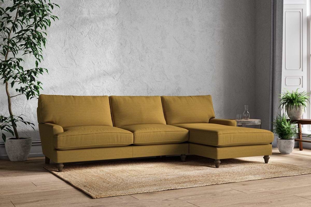 Marri Grand Right Hand Chaise Sofa - Recycled Cotton Ochre-MAKE TO ORDER-Nkuku