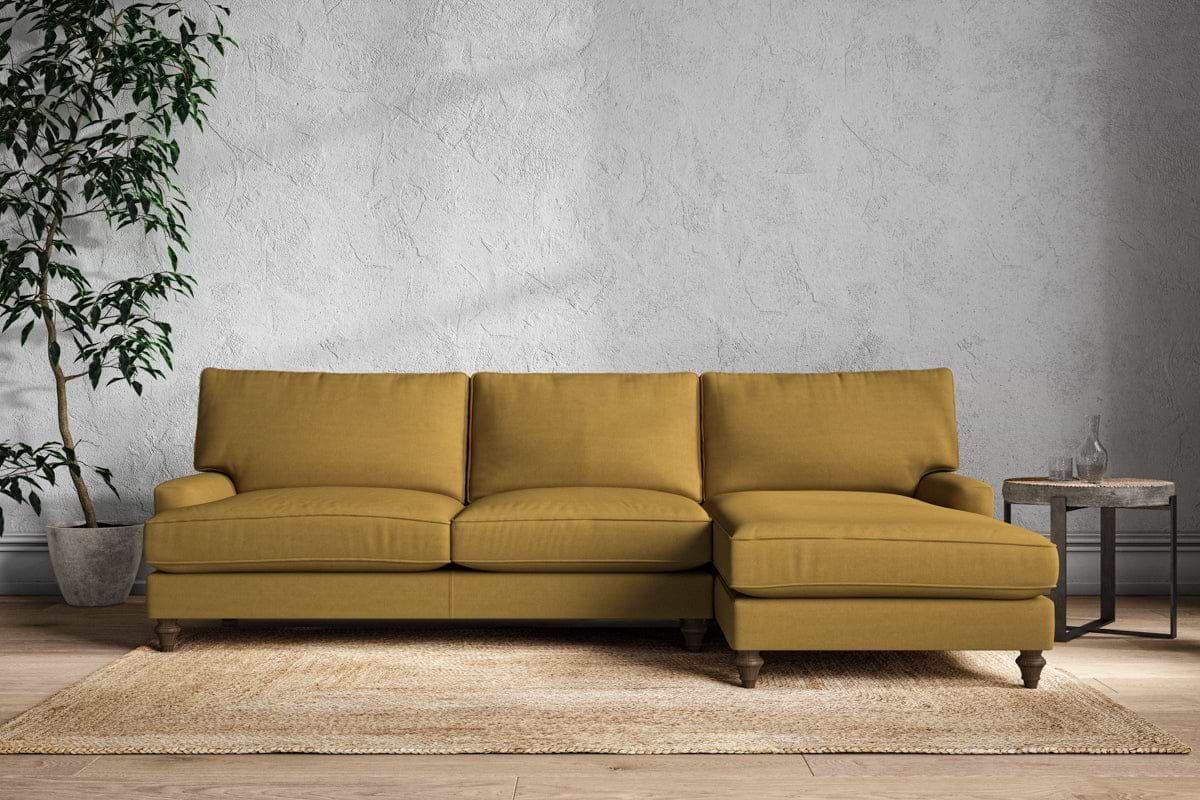 Marri Grand Right Hand Chaise Sofa - Recycled Cotton Ochre-MAKE TO ORDER-Nkuku