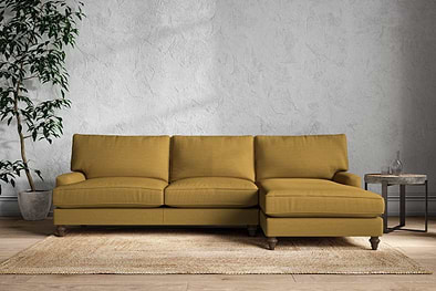 Marri Grand Right Hand Chaise Sofa - Recycled Cotton Ochre-MAKE TO ORDER-Nkuku
