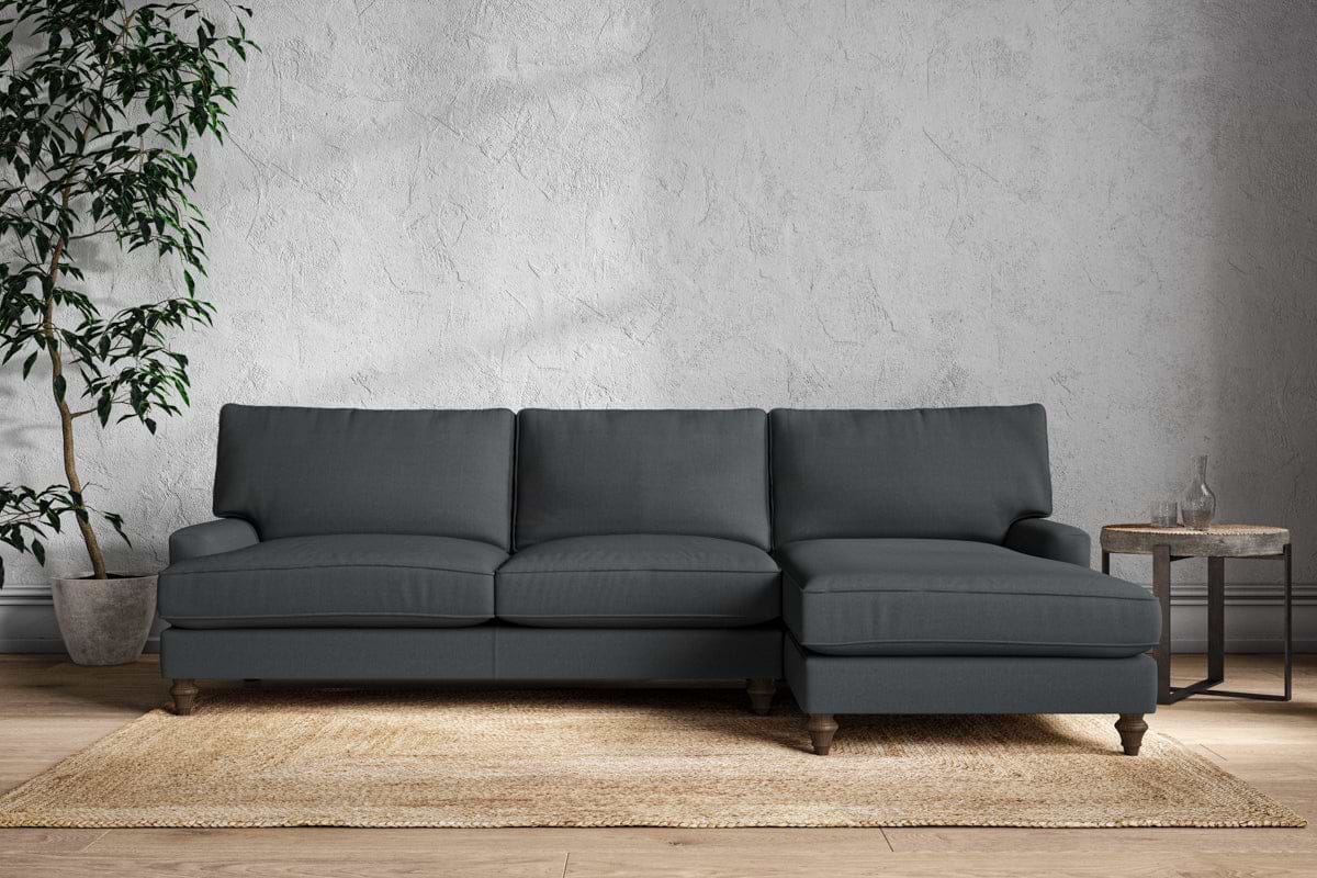 Marri Grand Right Hand Chaise Sofa - Recycled Cotton Thunder-MAKE TO ORDER-Nkuku
