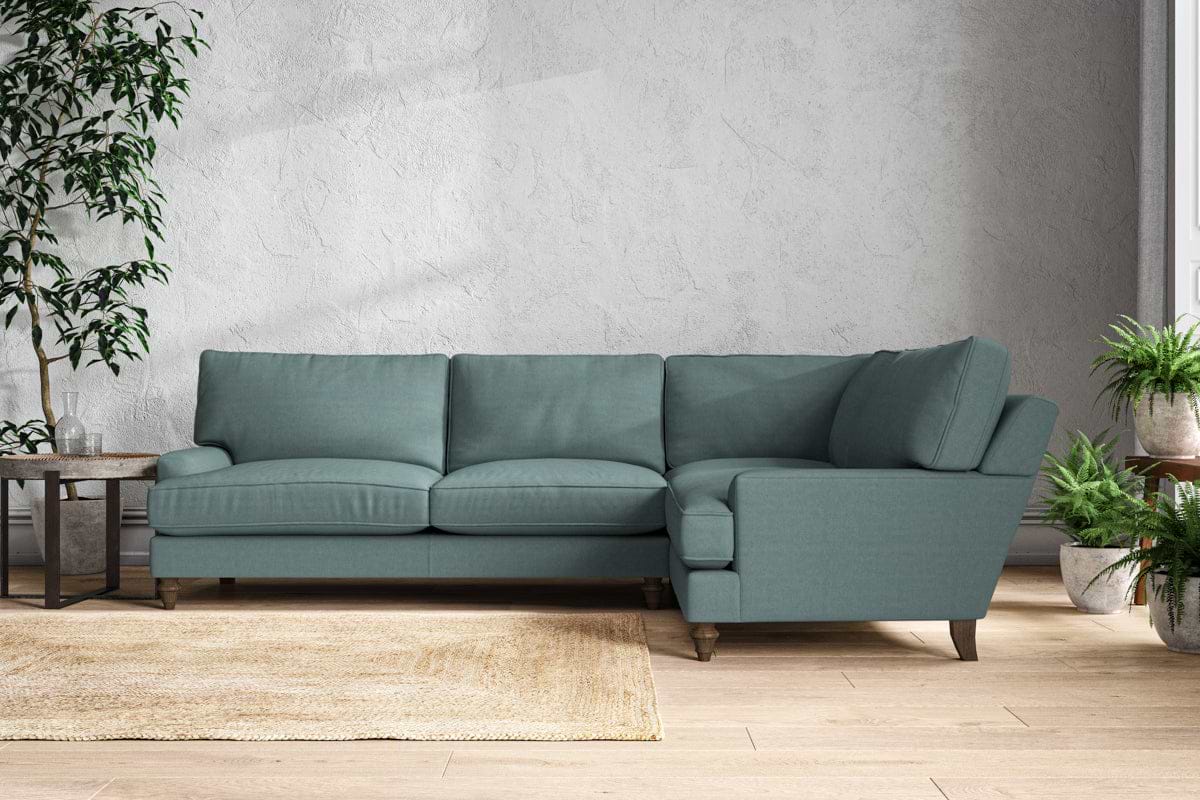 Marri Grand Right Hand Corner Sofa - Recycled Cotton Airforce-MAKE TO ORDER-Nkuku