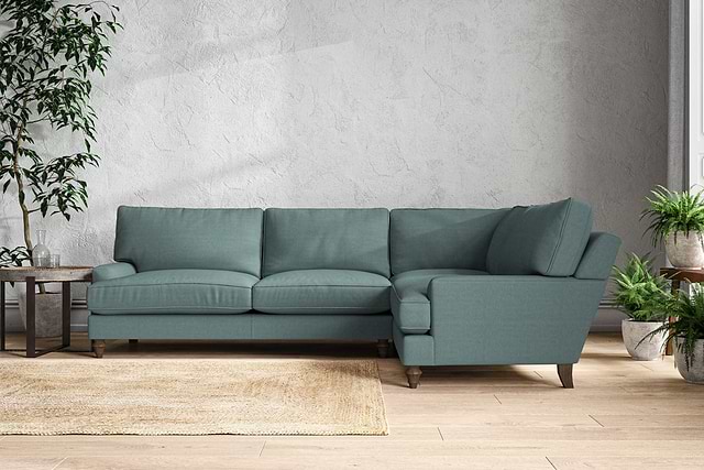Marri Grand Right Hand Corner Sofa - Recycled Cotton Airforce-MAKE TO ORDER-Nkuku