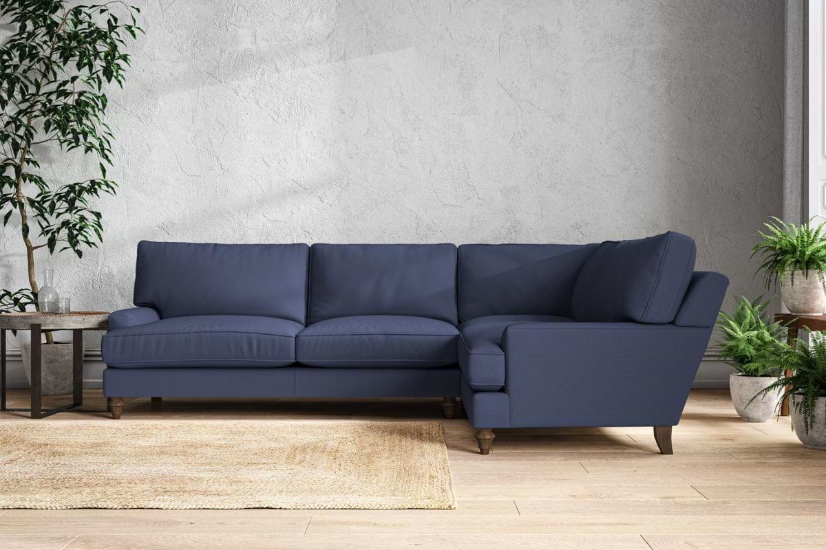 Marri Grand Right Hand Corner Sofa - Recycled Cotton Navy-MAKE TO ORDER-Nkuku