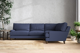 Marri Grand Right Hand Corner Sofa - Recycled Cotton Navy-MAKE TO ORDER-Nkuku