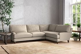 Marri Grand Right Hand Corner Sofa - Recycled Cotton Stone-MAKE TO ORDER-Nkuku