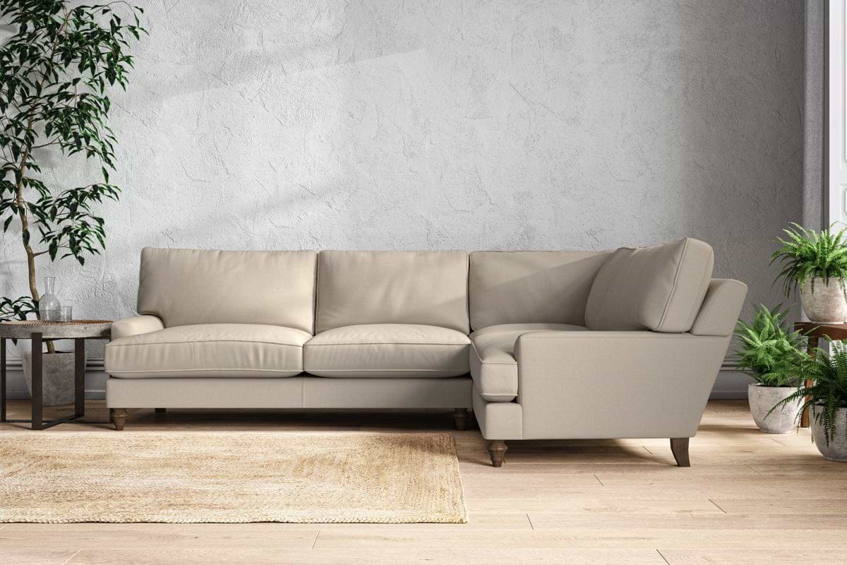 Marri Grand Right Hand Corner Sofa - Recycled Cotton Stone-MAKE TO ORDER-Nkuku