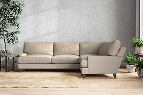 Marri Grand Right Hand Corner Sofa - Recycled Cotton Stone-MAKE TO ORDER-Nkuku