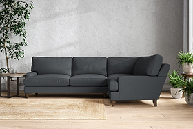 Marri Grand Right Hand Corner Sofa - Recycled Cotton Thunder-MAKE TO ORDER-Nkuku