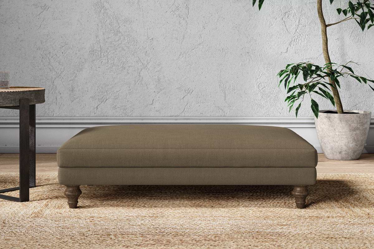 Marri Large Footstool - Brera Linen Chestnut-MAKE TO ORDER-Nkuku