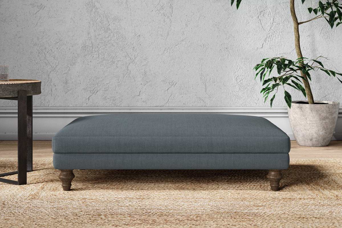 Marri Large Footstool - Brera Linen Dusk-MAKE TO ORDER-Nkuku