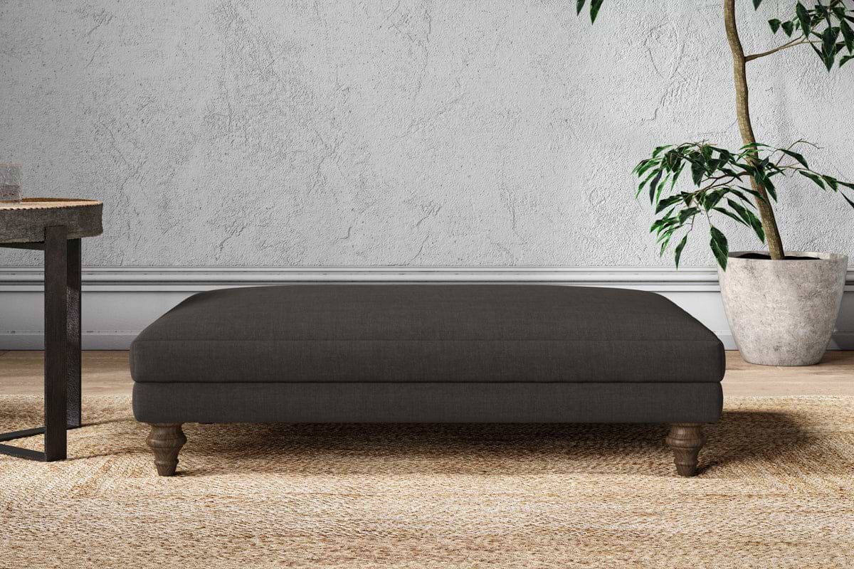 Marri Large Footstool - Brera Linen Espresso-MAKE TO ORDER-Nkuku