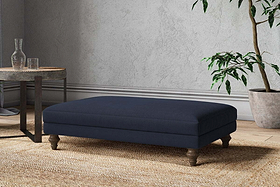 Marri Large Footstool - Brera Linen Indigo