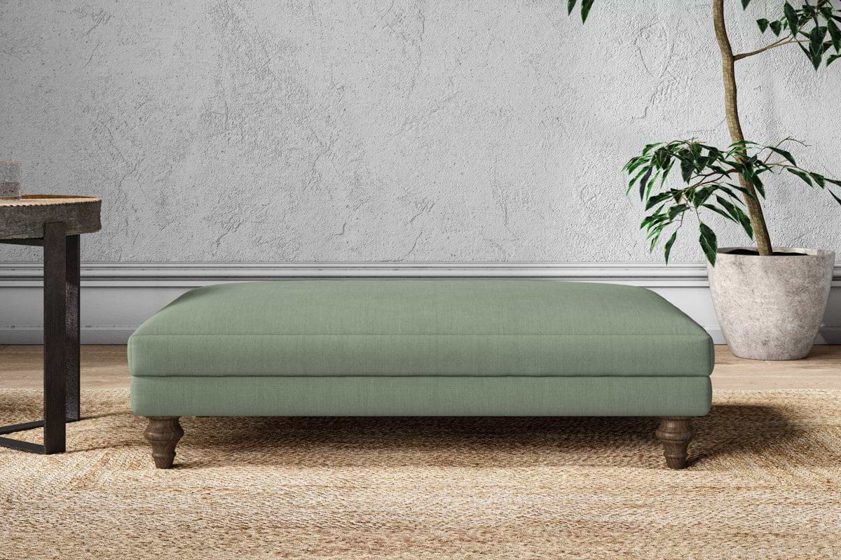 Marri Large Footstool - Brera Linen Jade-MAKE TO ORDER-Nkuku