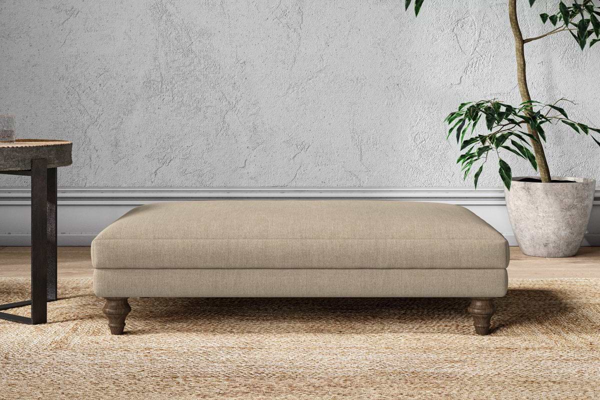 Marri Large Footstool - Brera Linen Pebble-MAKE TO ORDER-Nkuku