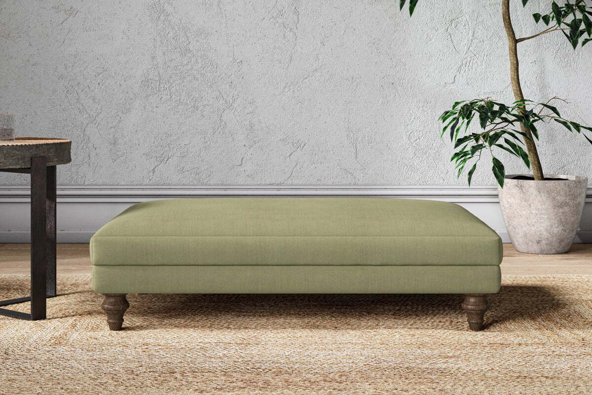 Marri Large Footstool - Brera Linen Sage-MAKE TO ORDER-Nkuku
