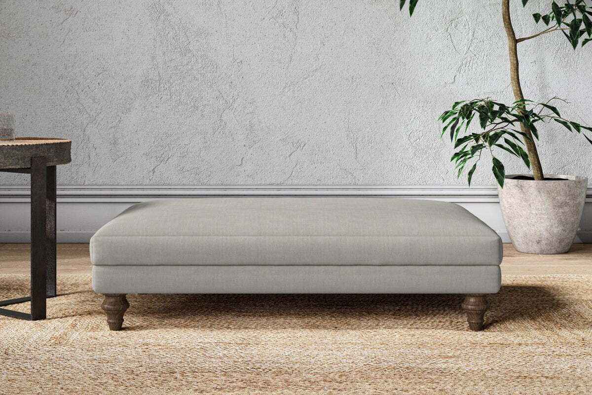 Marri Large Footstool - Brera Linen Smoke-MAKE TO ORDER-Nkuku