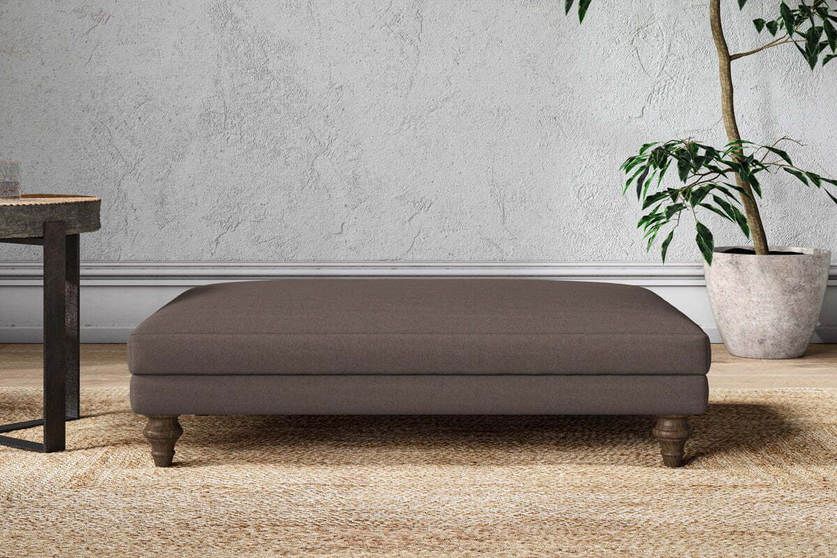 Marri Large Footstool - Recycled Cotton Mocha-MAKE TO ORDER-Nkuku