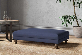 Marri Large Footstool - Recycled Cotton Navy-MAKE TO ORDER-Nkuku