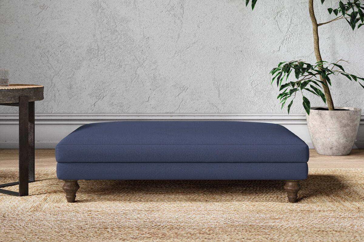 Marri Large Footstool - Recycled Cotton Navy-MAKE TO ORDER-Nkuku