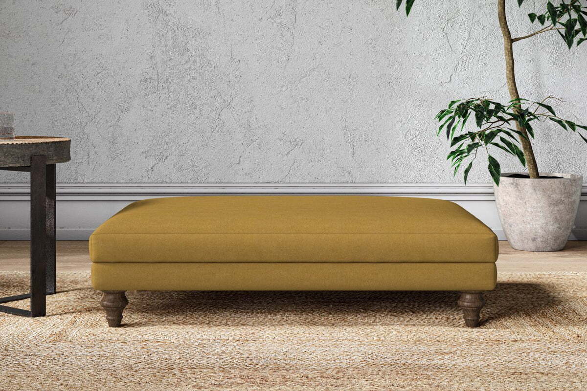 Marri Large Footstool - Recycled Cotton Ochre-MAKE TO ORDER-Nkuku