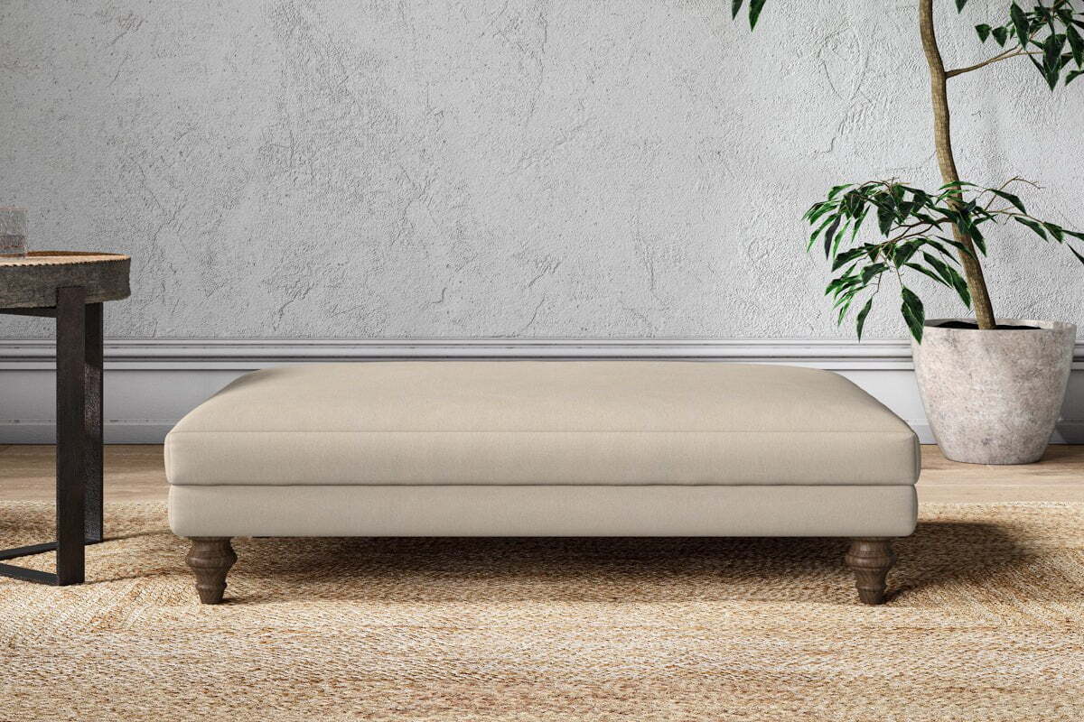 Marri Large Footstool - Recycled Cotton Stone-MAKE TO ORDER-Nkuku