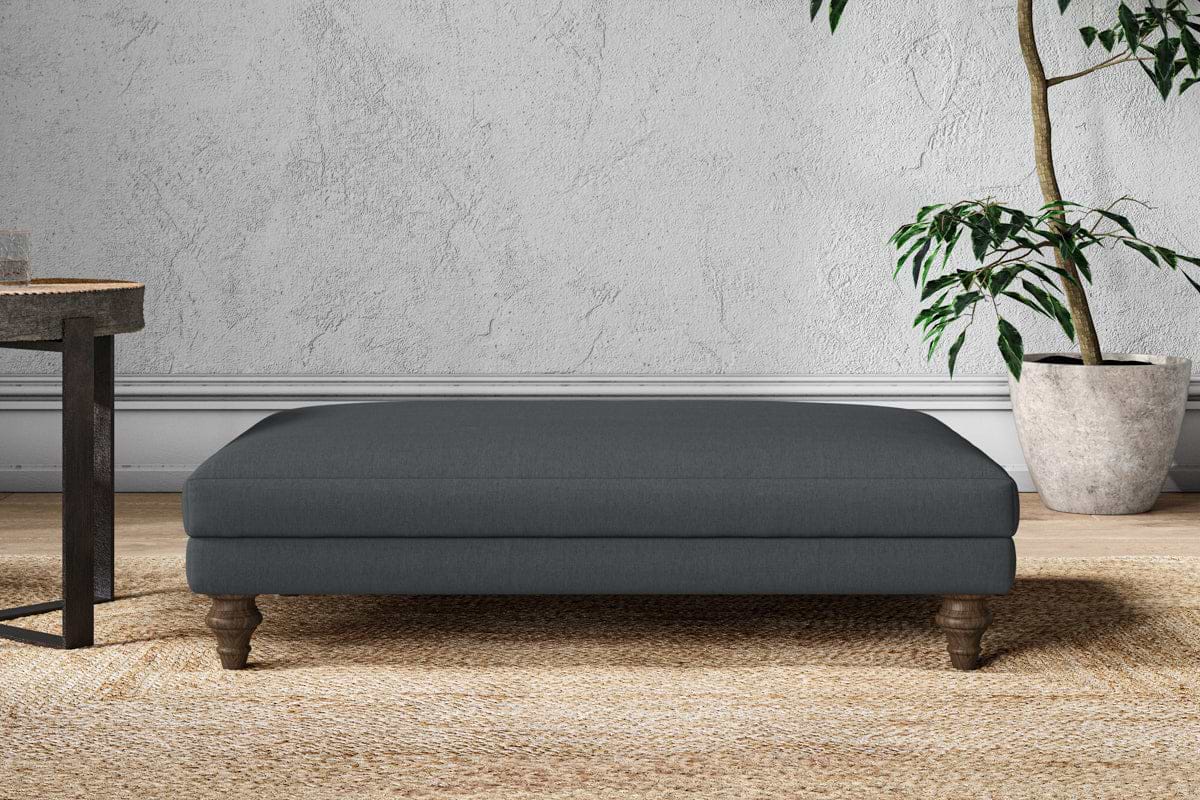 Marri Large Footstool - Recycled Cotton Thunder-MAKE TO ORDER-Nkuku