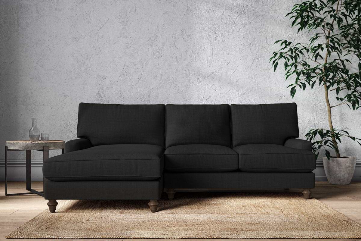 Marri Large Left Hand Chaise Sofa - Brera Linen Charcoal-MAKE TO ORDER-Nkuku