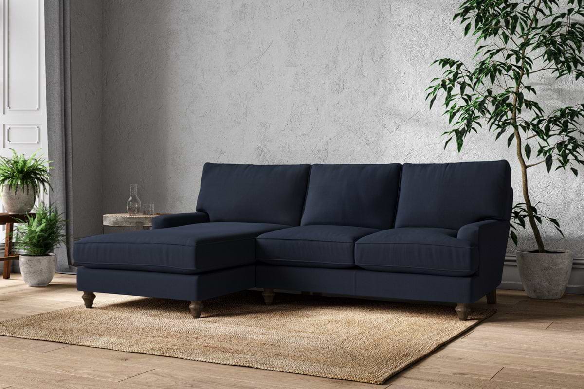 Marri Large Left Hand Chaise Sofa - Brera Linen Indigo