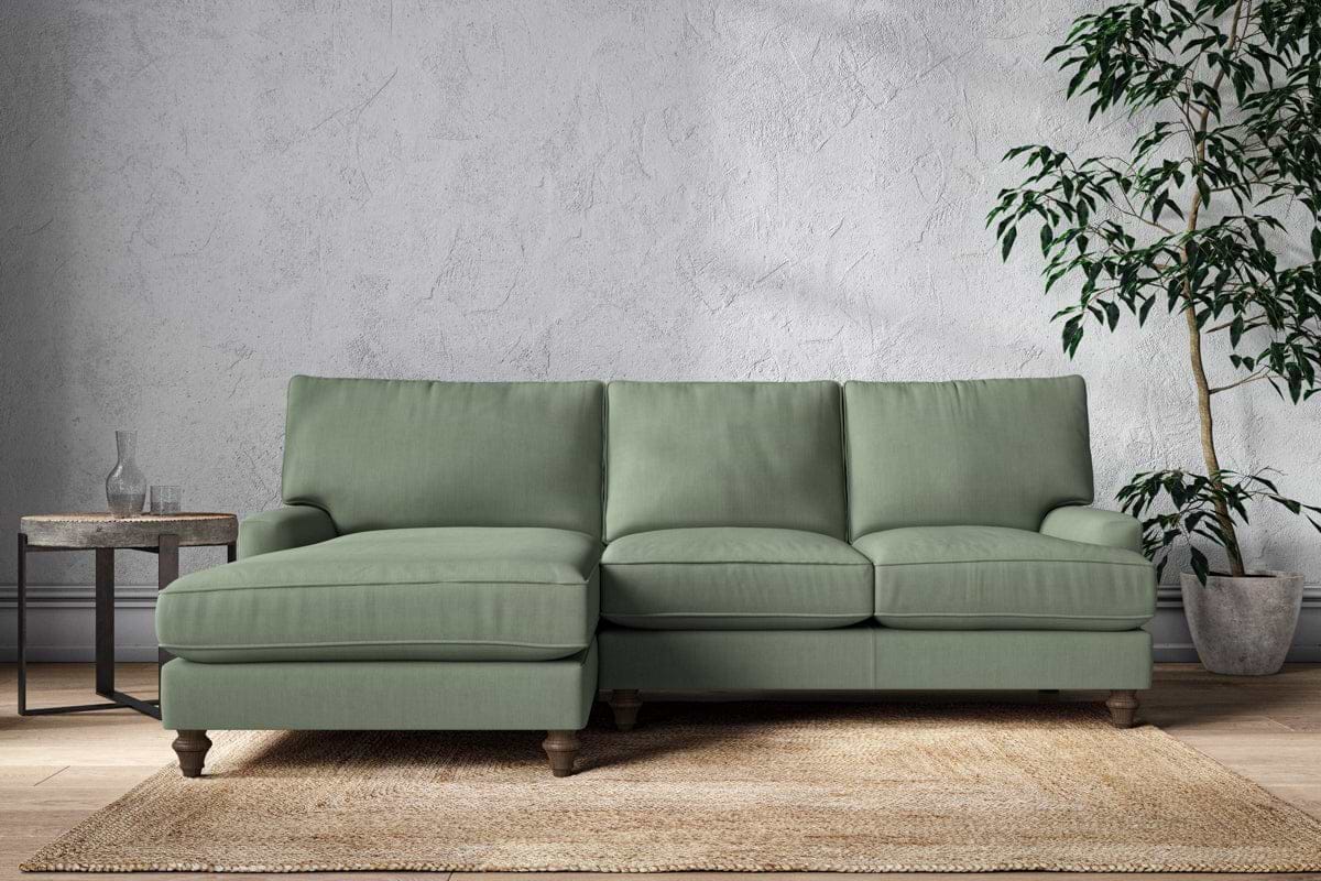Marri Large Left Hand Chaise Sofa - Brera Linen Jade-MAKE TO ORDER-Nkuku