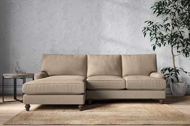 Marri Large Left Hand Chaise Sofa - Brera Linen Pebble
