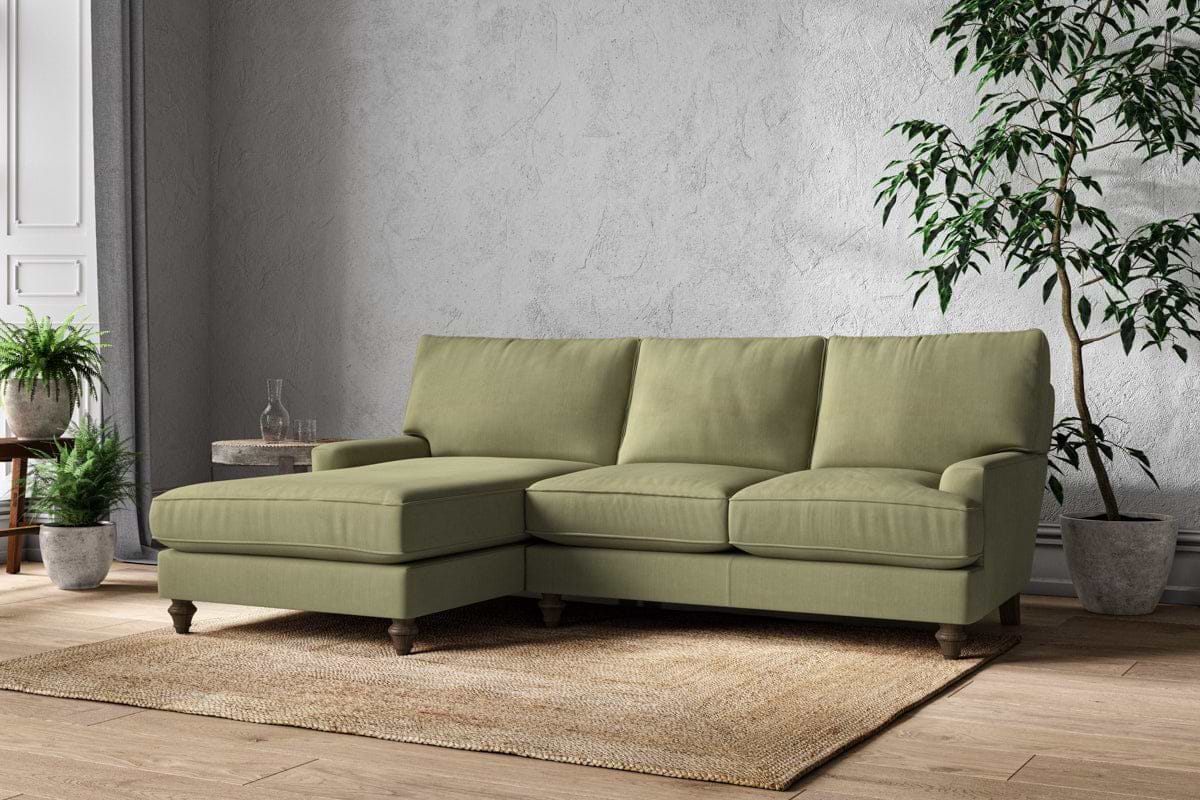 Marri Large Left Hand Chaise Sofa - Brera Linen Sage