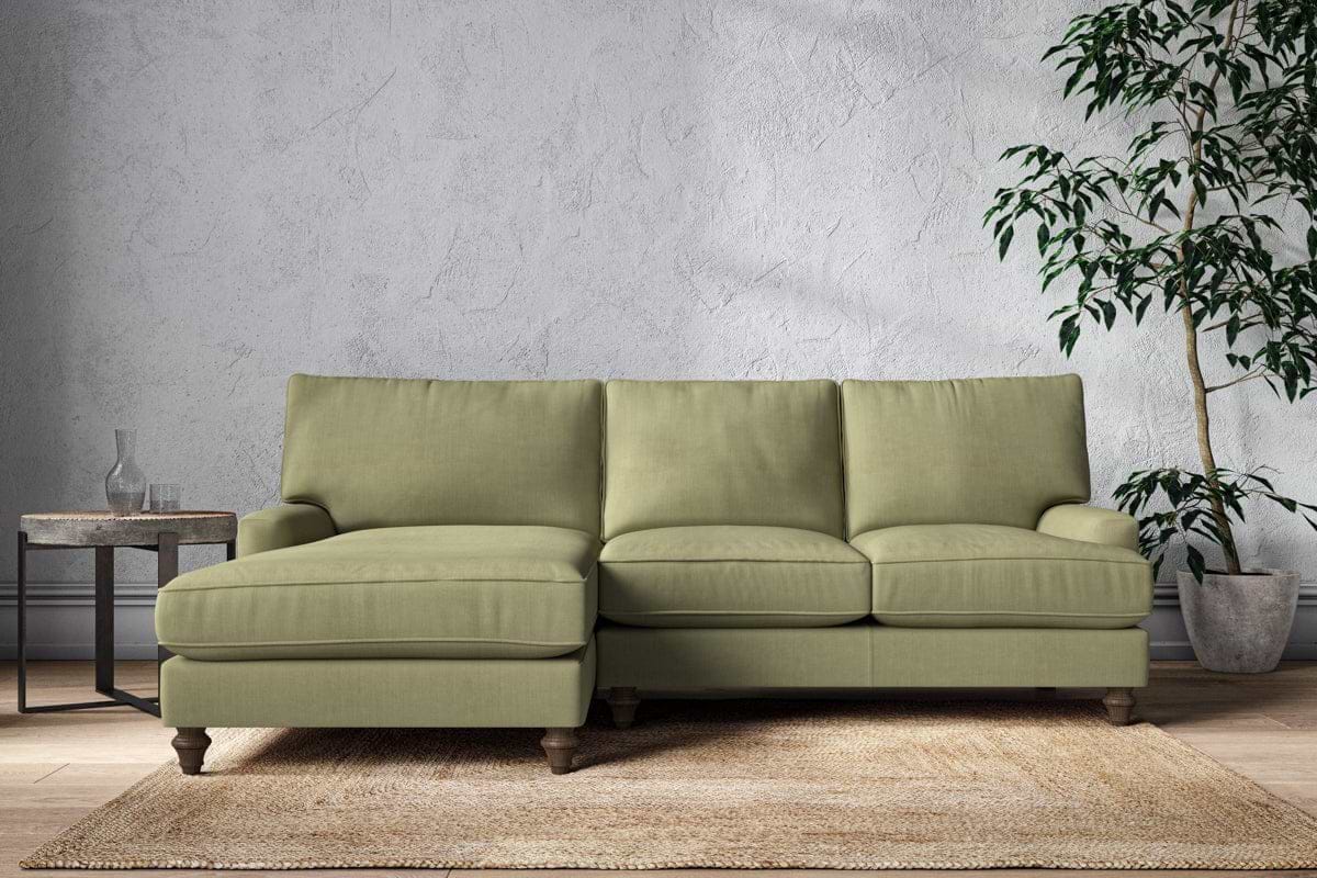 Marri Large Left Hand Chaise Sofa - Brera Linen Sage-MAKE TO ORDER-Nkuku