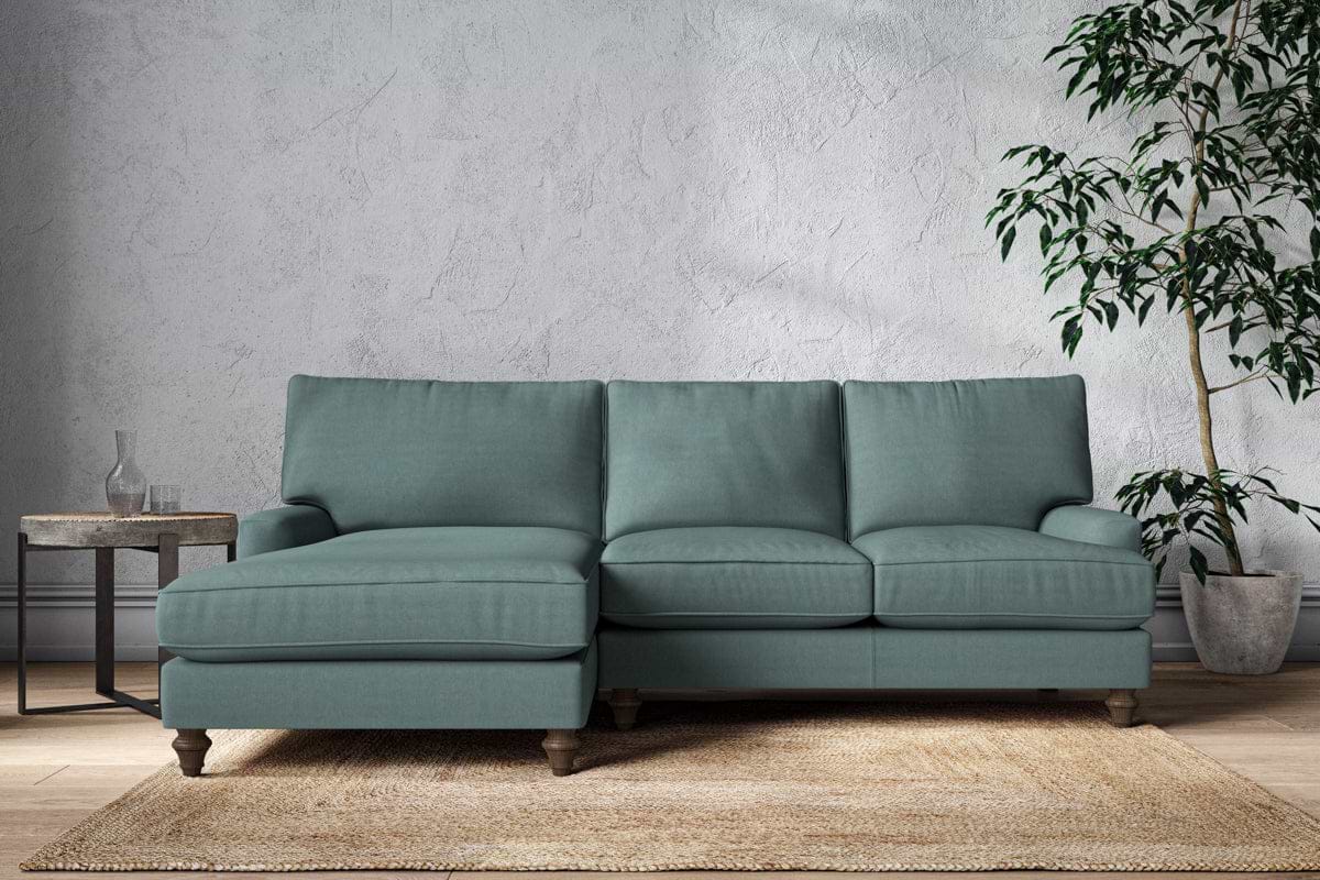 Marri Large Left Hand Chaise Sofa - Recycled Cotton Airforce-MAKE TO ORDER-Nkuku