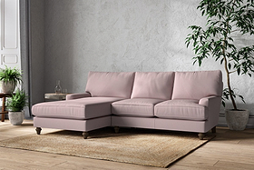 Marri Large Left Hand Chaise Sofa - Recycled Cotton Lavender