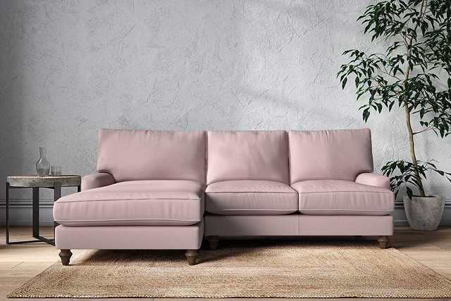 Marri Large Left Hand Chaise Sofa - Recycled Cotton Lavender