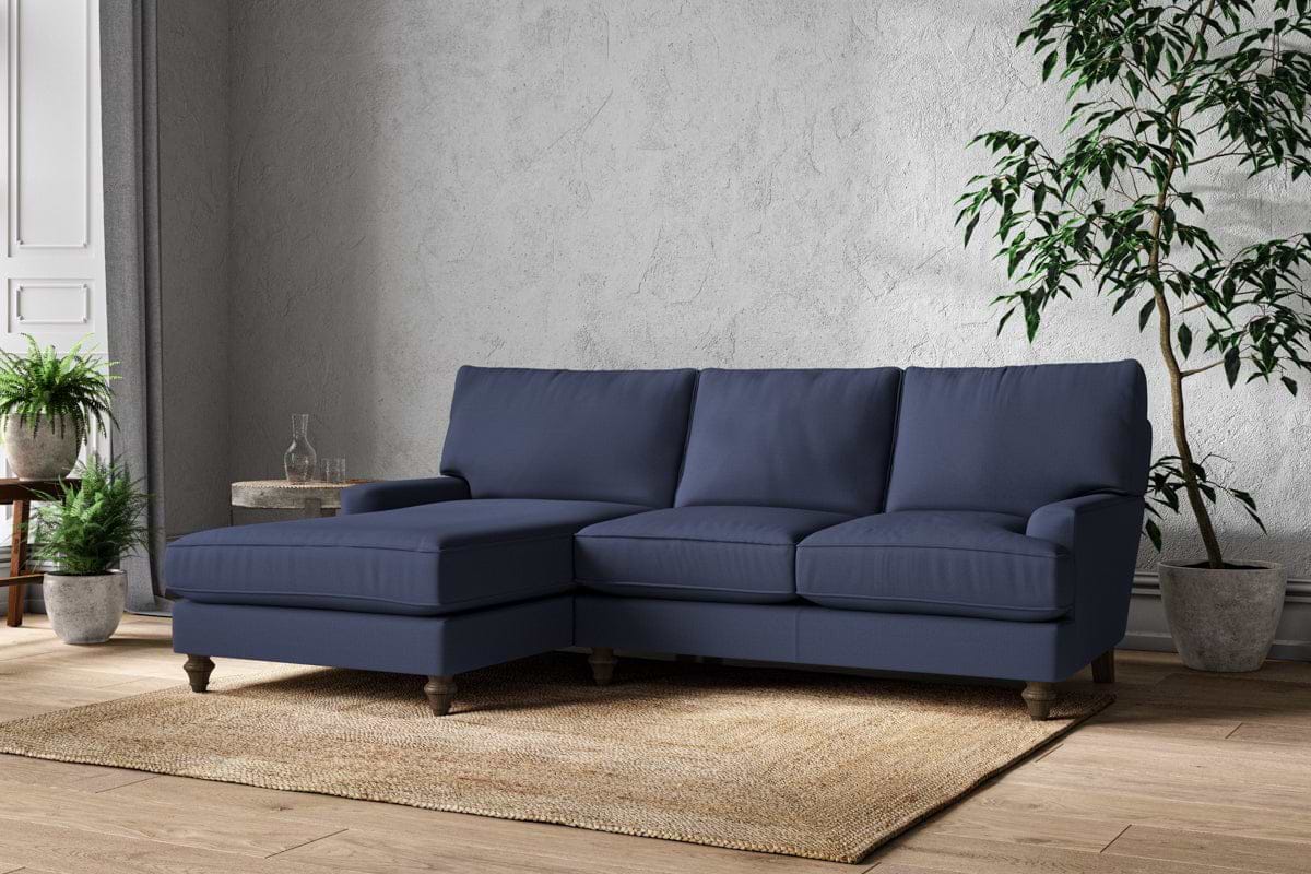 Marri Large Left Hand Chaise Sofa - Recycled Cotton Navy-MAKE TO ORDER-Nkuku