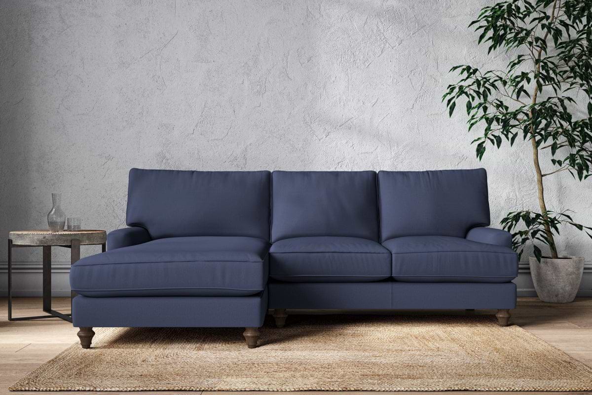 Marri Large Left Hand Chaise Sofa - Recycled Cotton Navy-MAKE TO ORDER-Nkuku