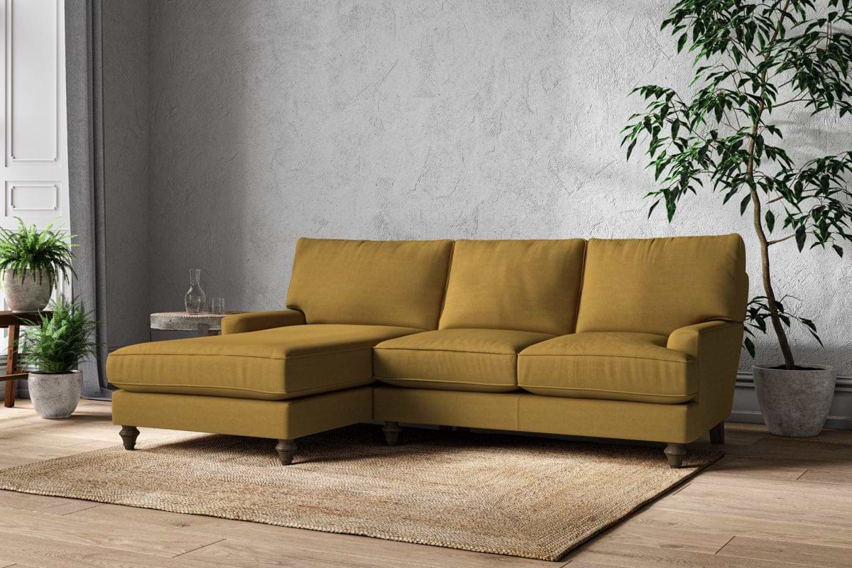 Marri Large Left Hand Chaise Sofa - Recycled Cotton Ochre-MAKE TO ORDER-Nkuku