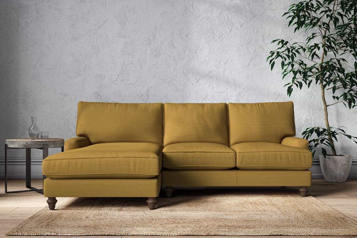 Marri Large Left Hand Chaise Sofa - Recycled Cotton Ochre-MAKE TO ORDER-Nkuku