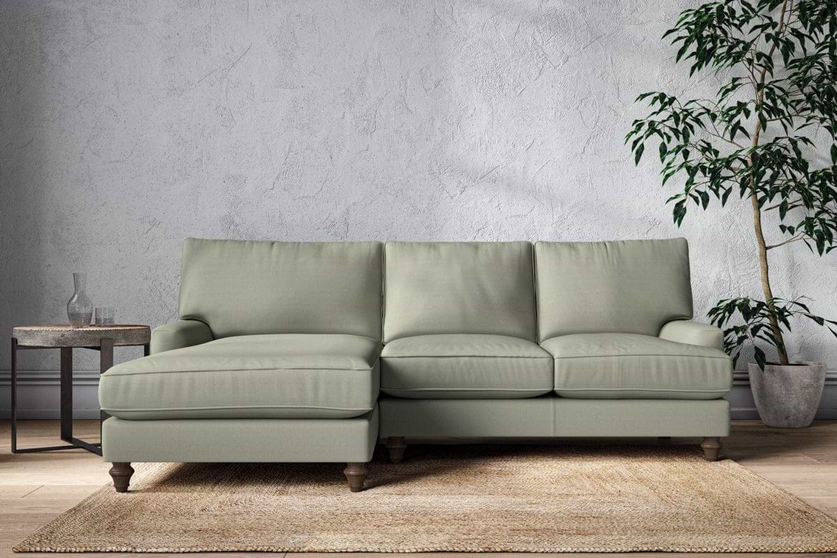 Marri Large Left Hand Chaise Sofa - Recycled Cotton Seaspray-MAKE TO ORDER-Nkuku