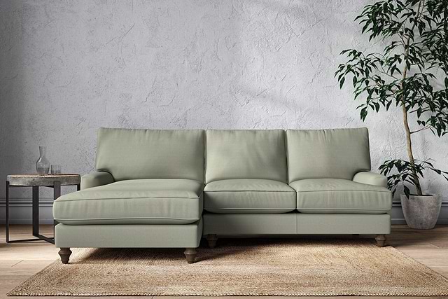 Marri Large Left Hand Chaise Sofa - Recycled Cotton Seaspray-MAKE TO ORDER-Nkuku