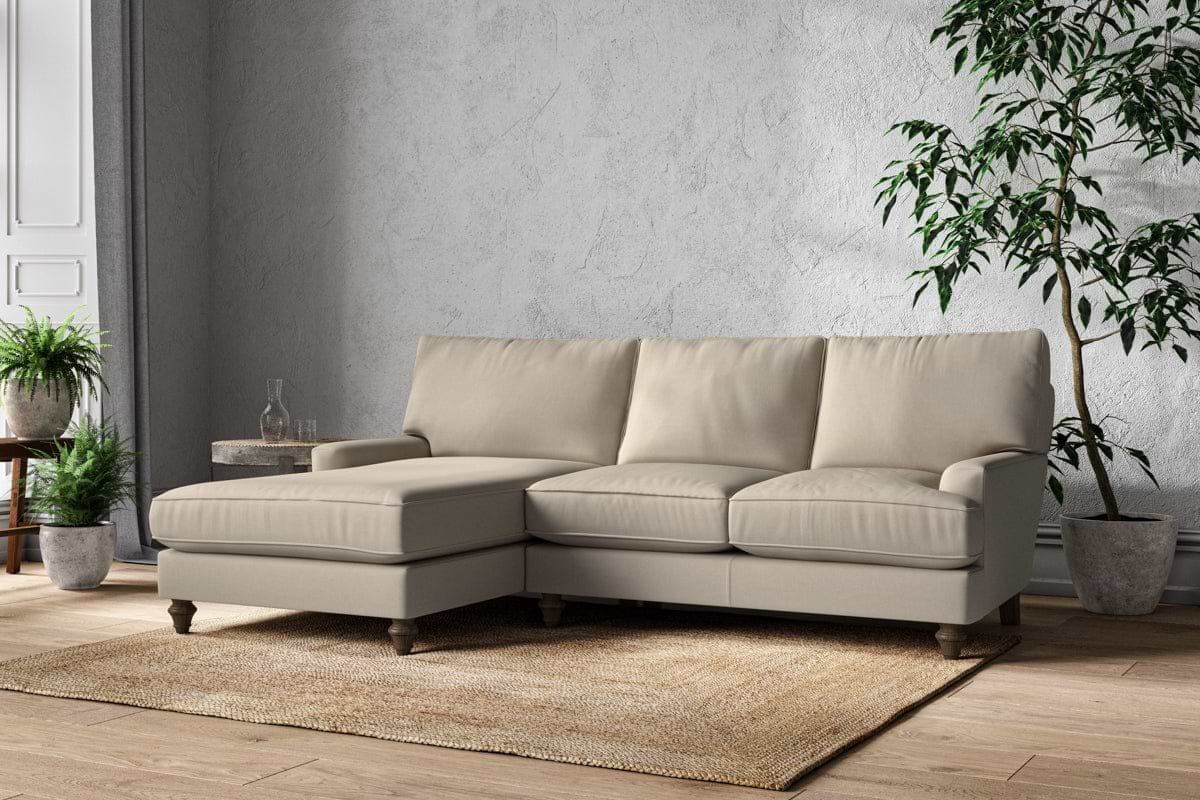 Marri Large Left Hand Chaise Sofa - Recycled Cotton Stone