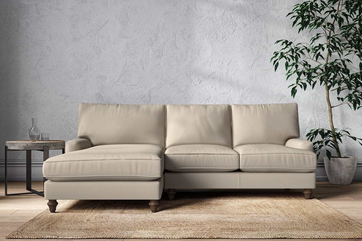 Marri Large Left Hand Chaise Sofa - Recycled Cotton Stone-MAKE TO ORDER-Nkuku